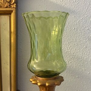 Vintage pair of Homeco green glass peg votive candle holder